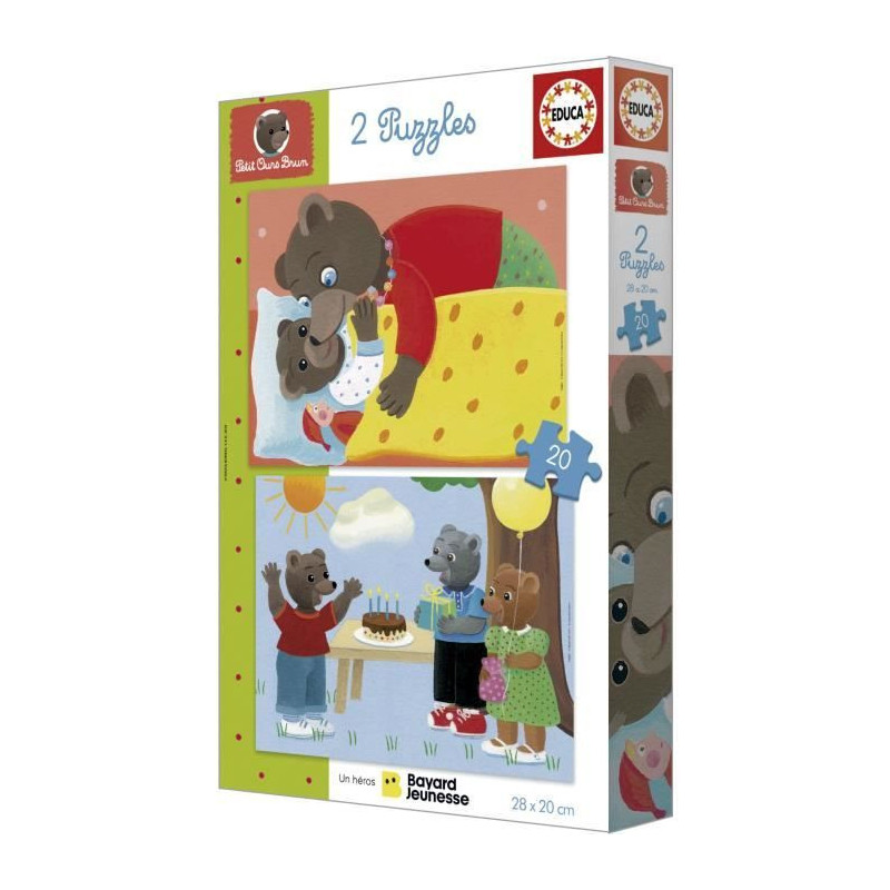 Puzzle - EDUCA - Little Brown Bear: Set of 2 puzzles of 20 pieces for
