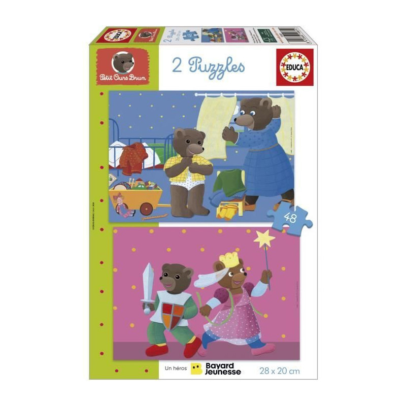 Puzzle - EDUCA - Little Brown Bear: Set of 2 puzzles of 48 pieces for