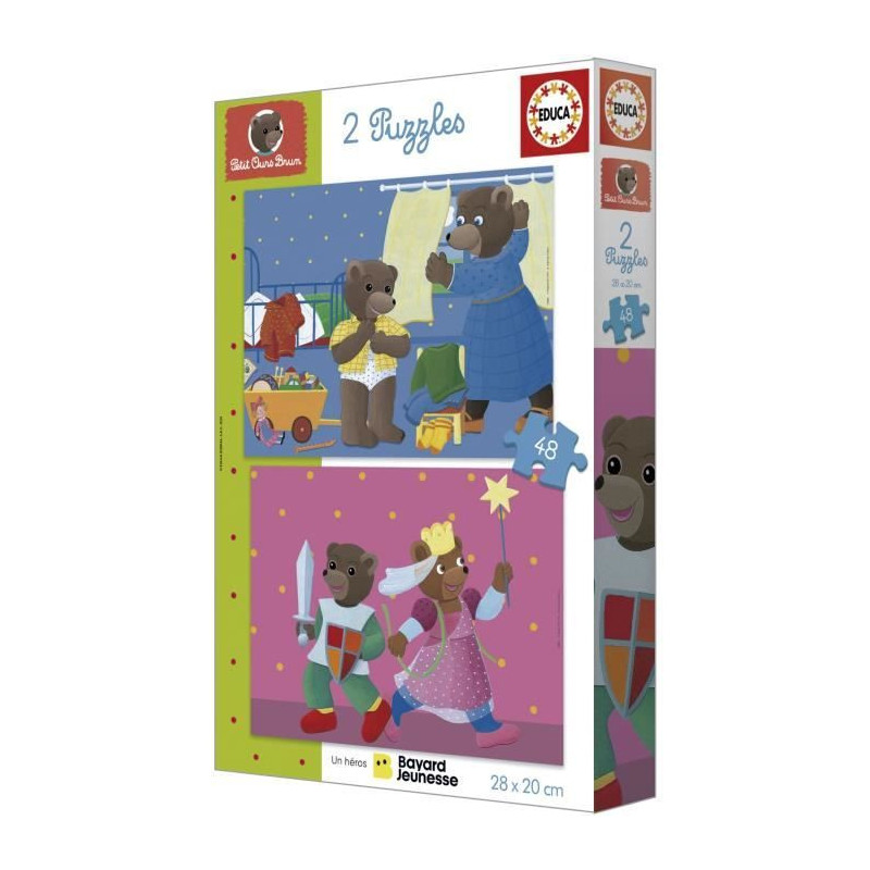 Puzzle - EDUCA - Little Brown Bear: Set of 2 puzzles of 48 pieces for