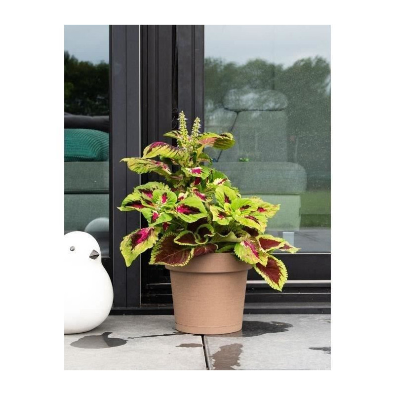 Water reserve pot - GARDEN ID Glamour - Taupe 40 cm - Grainy surface -
