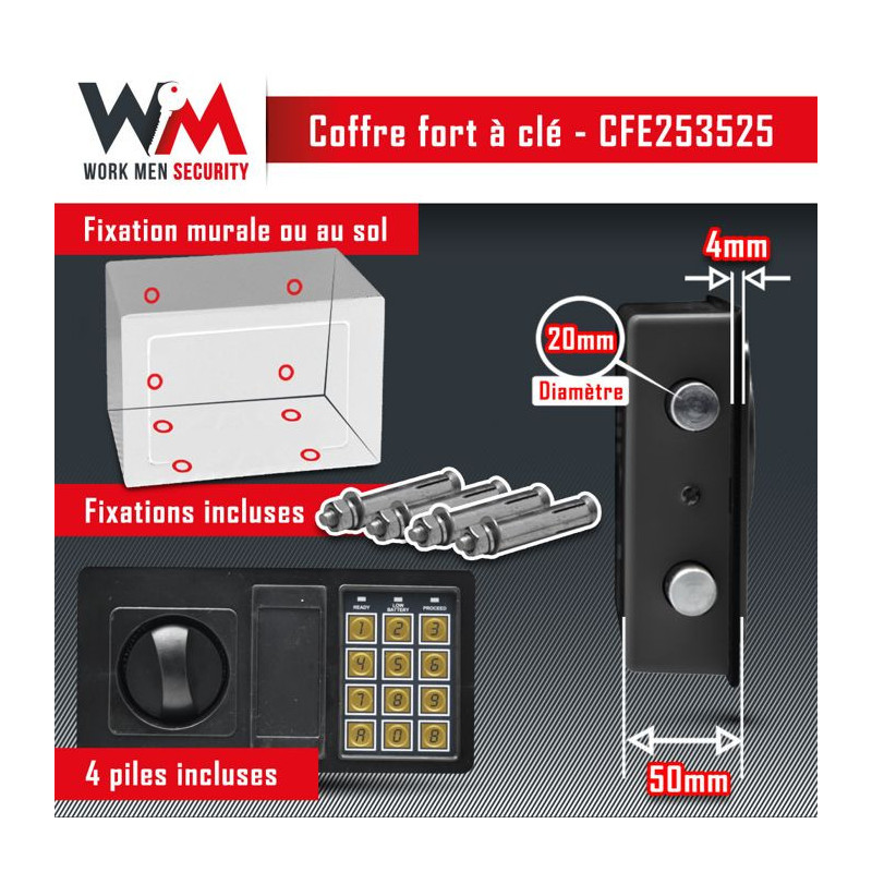 WORKMEN SECURITY Electronic safe with code 16L 25x35x25 cm