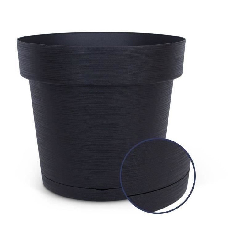 Water reserve pot - GARDEN ID Glamour - Anthracite 40 cm - Grainy surf