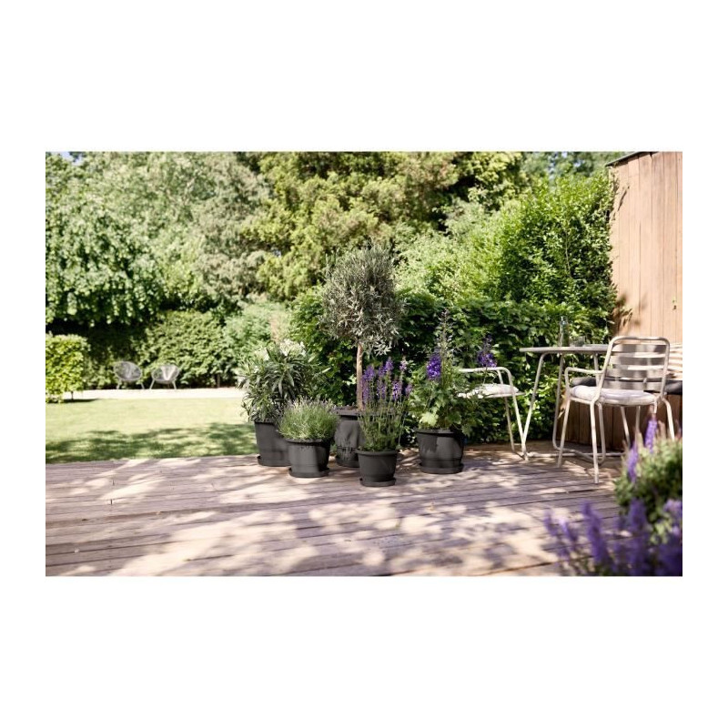 Flowerpot - ELHO - Amiga Round 30 - Black - L 30 x W 29.5 x H 22 cm -