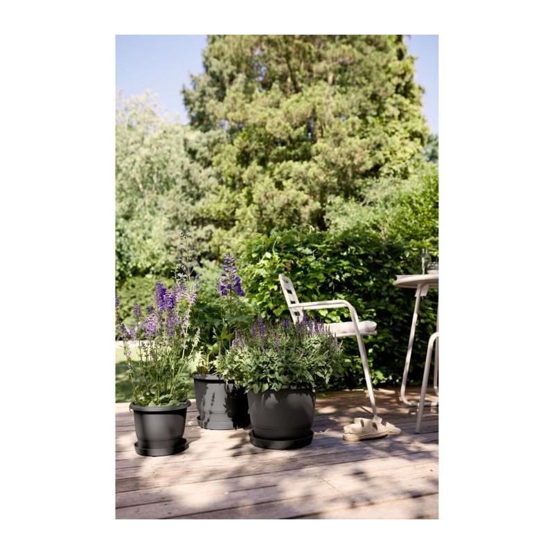Flowerpot - ELHO - Amiga Round 40 - Black - Ø 39 x H 29 cm - Outdoor