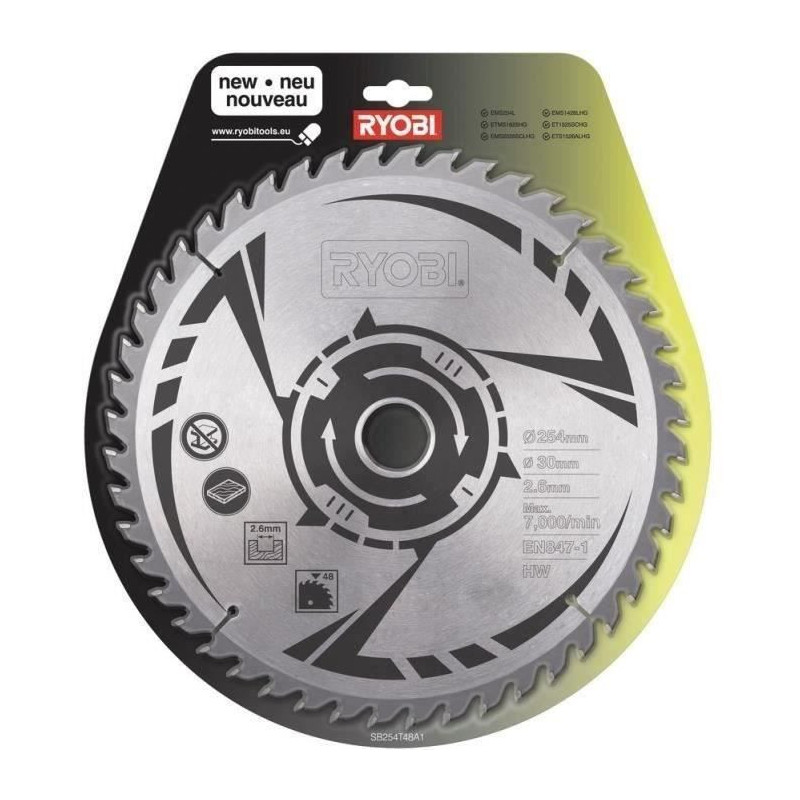 RYOBI Carbide blade 48 teeth diameter 254mm bore 30mm