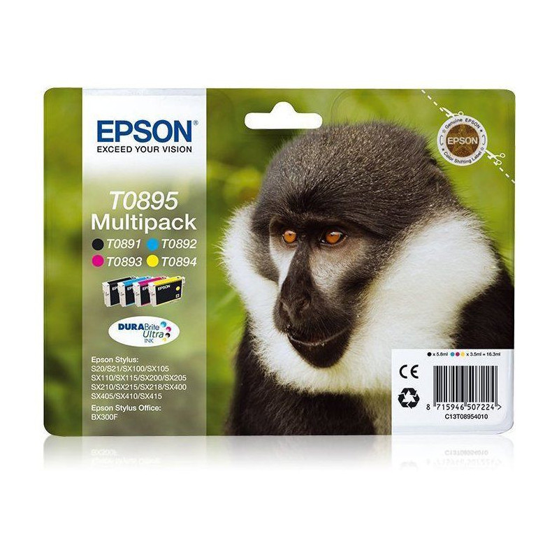 Multipack 4 Ink Cartridges T0895 - Black, Cya ...