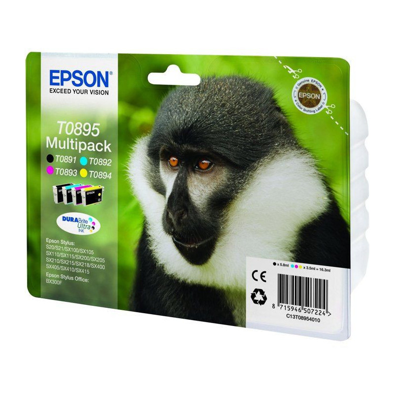 Multipack 4 Ink Cartridges T0895 - Black, Cya ...