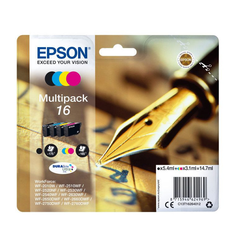 EPSON Multipack T1626 - Fountain Pen - Black, Cyan, Magenta, Yellow