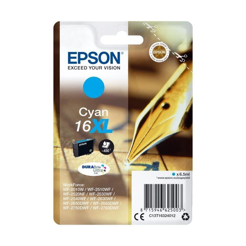 EPSON T1632 Cartridge - Fountain Pen - Cyan XL