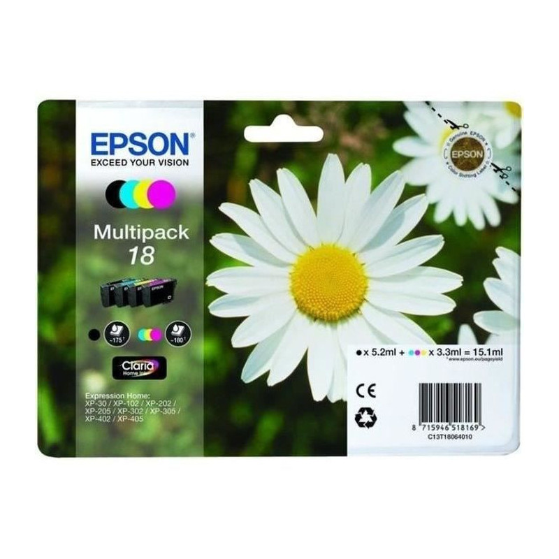 EPSON T1806 Daisy Multipack Ink Cartridges - Black / Cyan / Magenta /
