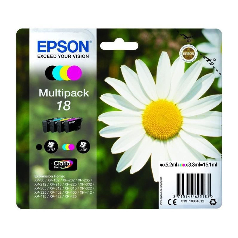 EPSON T1806 Daisy Multipack Ink Cartridges - Black / Cyan / Magenta /