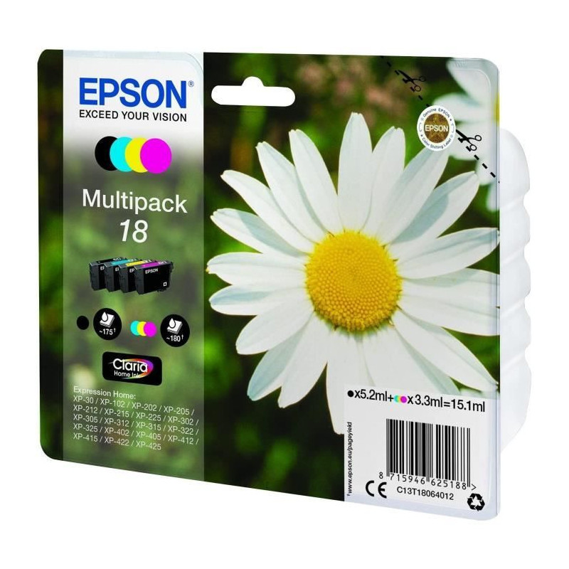 EPSON T1806 Daisy Multipack Ink Cartridges - Black / Cyan / Magenta /