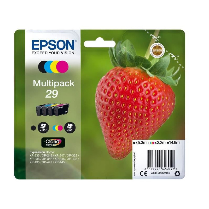 EPSON Multipack Strawberry Cartridge - Black, Cyan, Magenta, Yellow