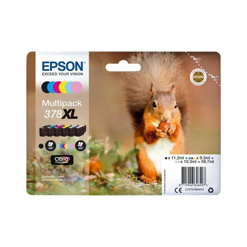 EPSON 378XL Multipack - Pack of 6 - XL - Black, Yellow, Cyan, Magenta,