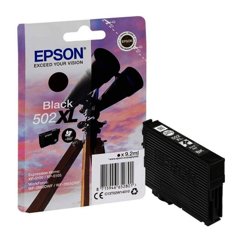 EPSON Ink Cartridges Singlepack Black 502XL Ink, Original, Pigment ink