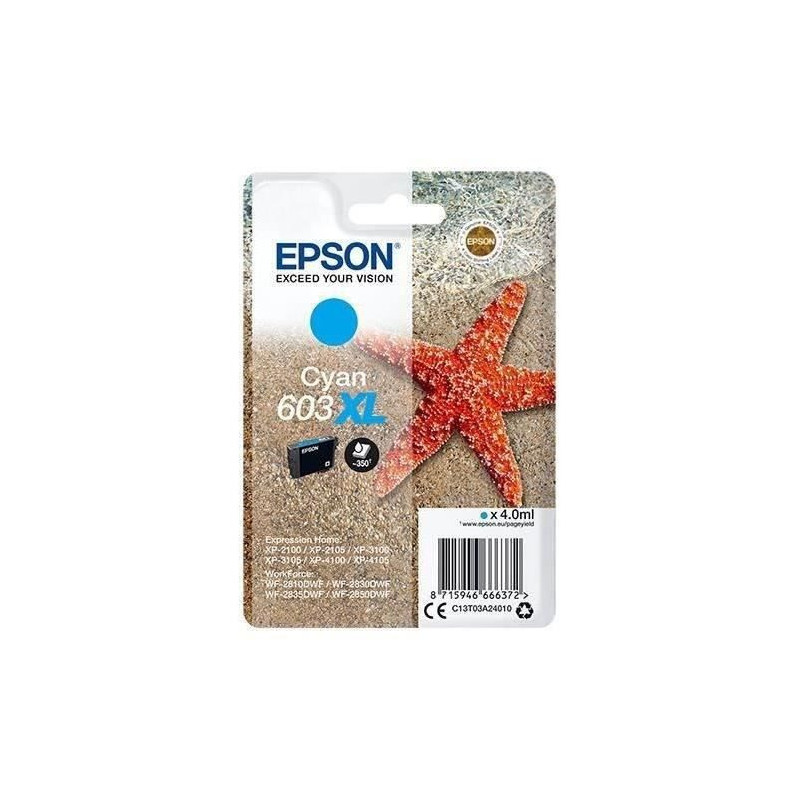 EPSON Inkjet Cartridge Singlepack 603XL Ink - Cyan