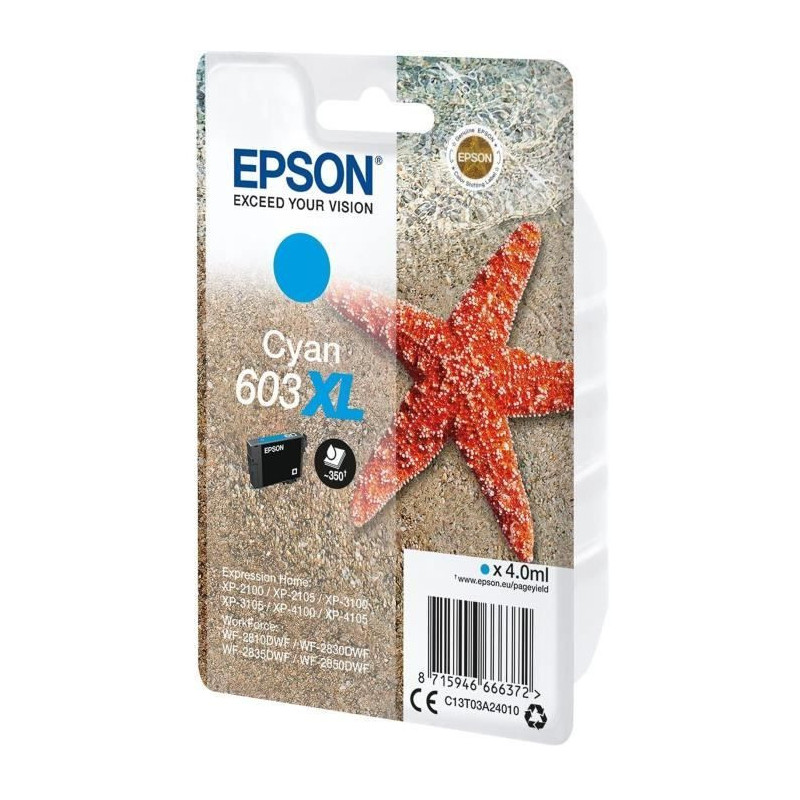 EPSON Inkjet Cartridge Singlepack 603XL Ink - Cyan