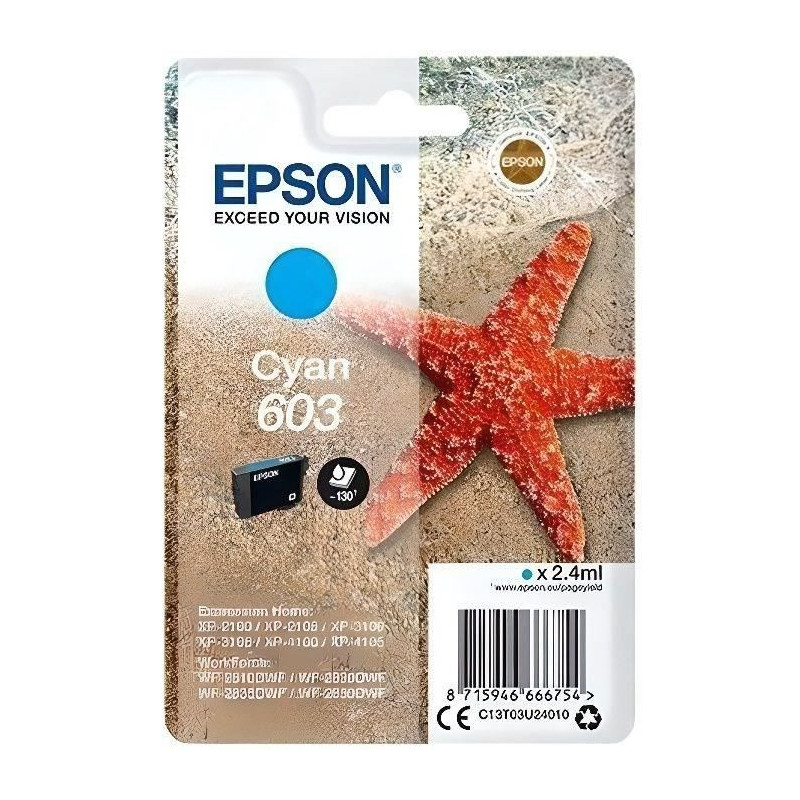 EPSON Inkjet Singlepack 603 Ink - Cyan