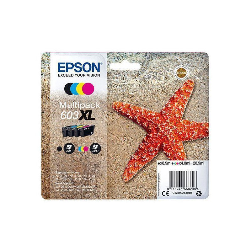 EPSON 603XL Ink Multipack 4-color Ink Cartridge - Black, Cyan, Magenta