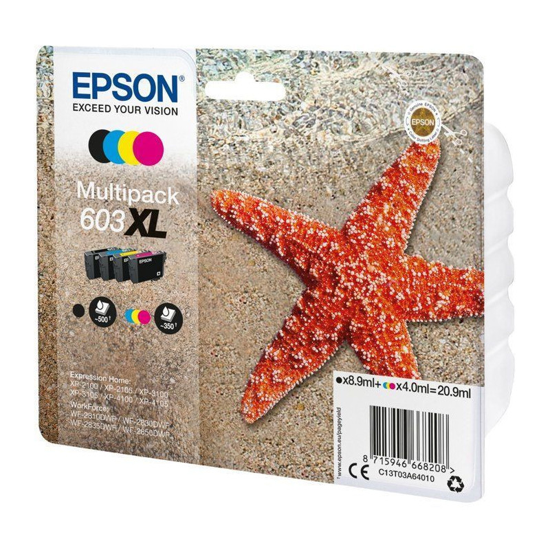 EPSON 603XL Ink Multipack 4-color Ink Cartridge - Black, Cyan, Magenta