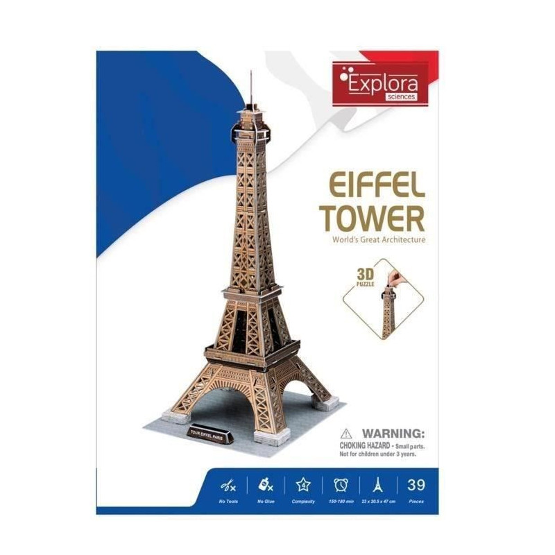 3D Puzzle - All Eiffel - Construction Game - EXPLORA - 39 pieces - Fro