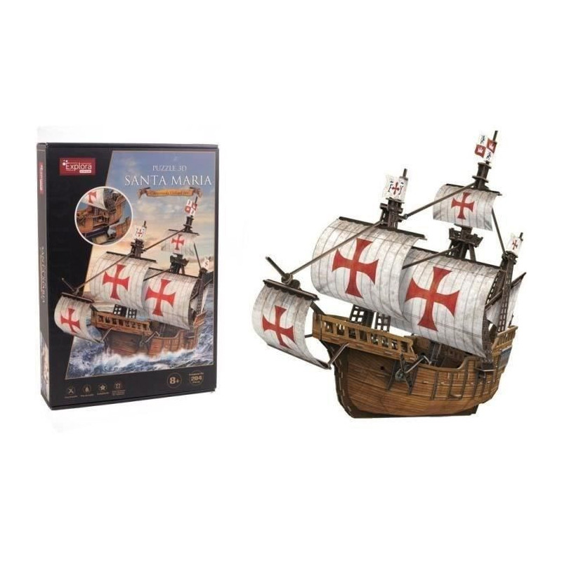 3D Puzzle - Santa Maria Boat - Construction Game - EXPLORA - 204 piece