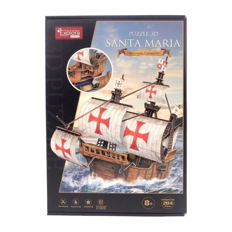 3D Puzzle - Santa Maria Boat - Construction Game - EXPLORA - 204 piece