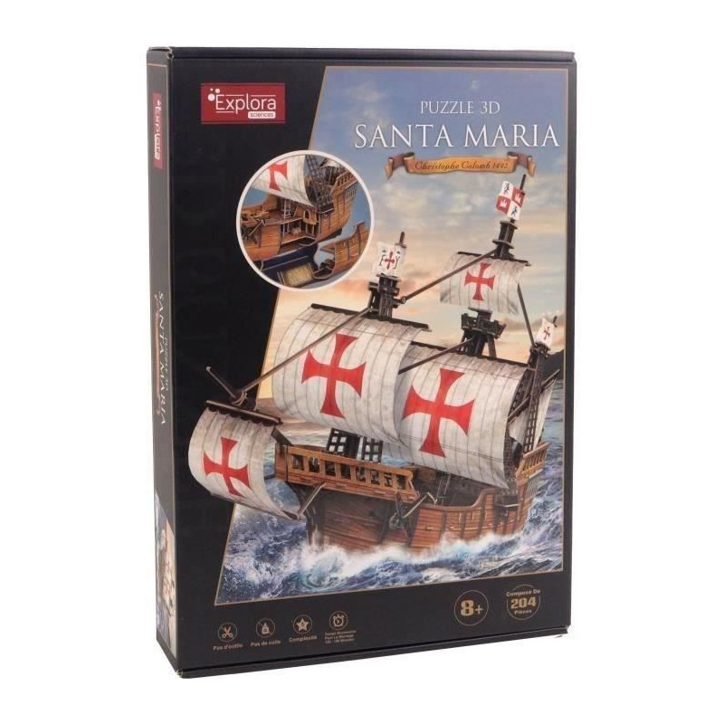 3D Puzzle - Santa Maria Boat - Construction Game - EXPLORA - 204 piece