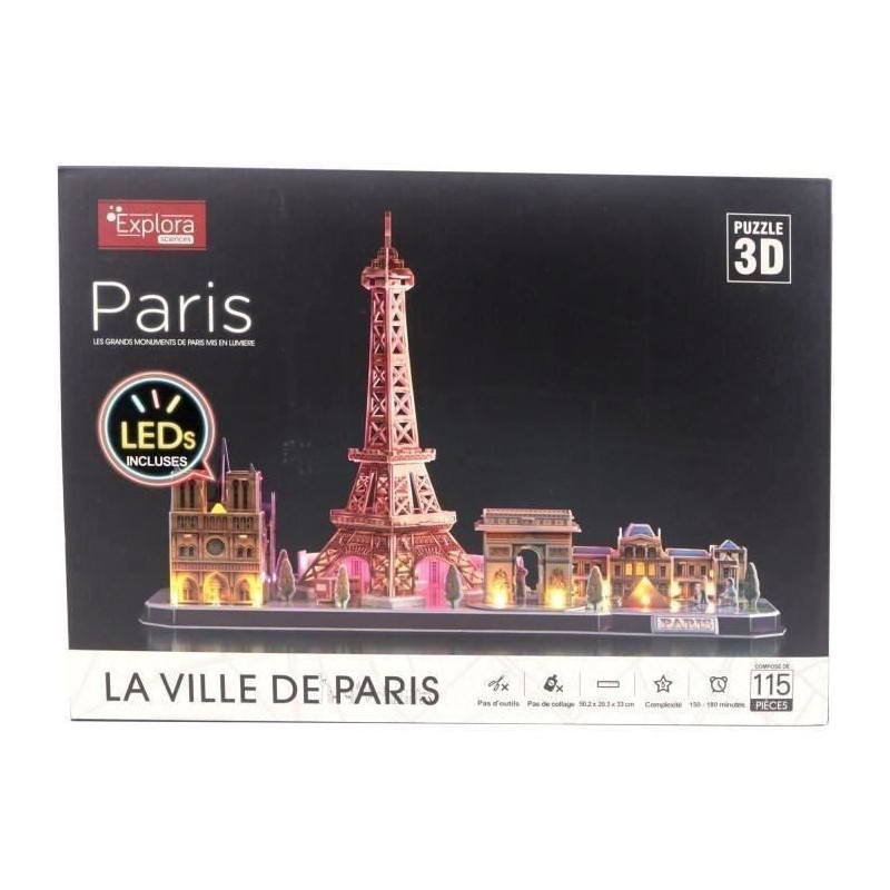 3D Luminous Puzzle - Monuments of Paris - Construction Game - EXPLORA