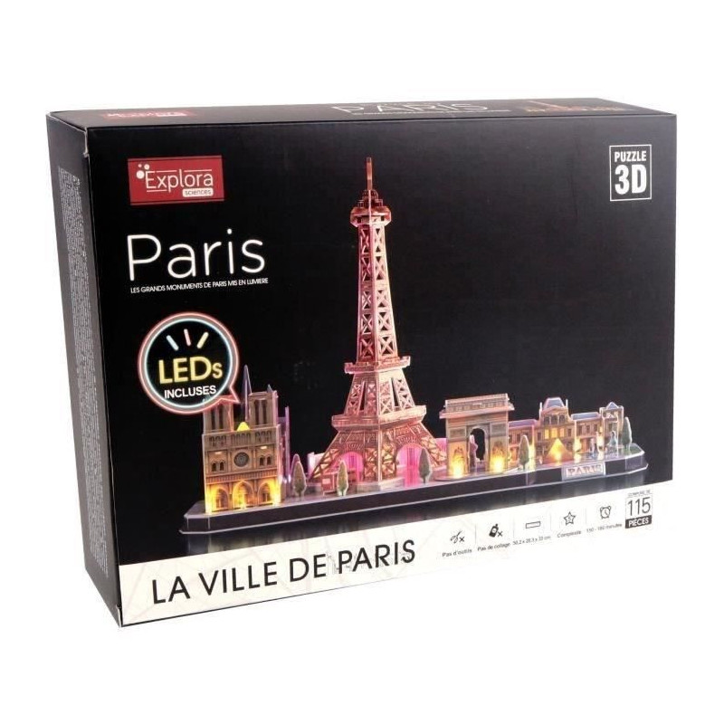 3D Luminous Puzzle - Monuments of Paris - Construction Game - EXPLORA