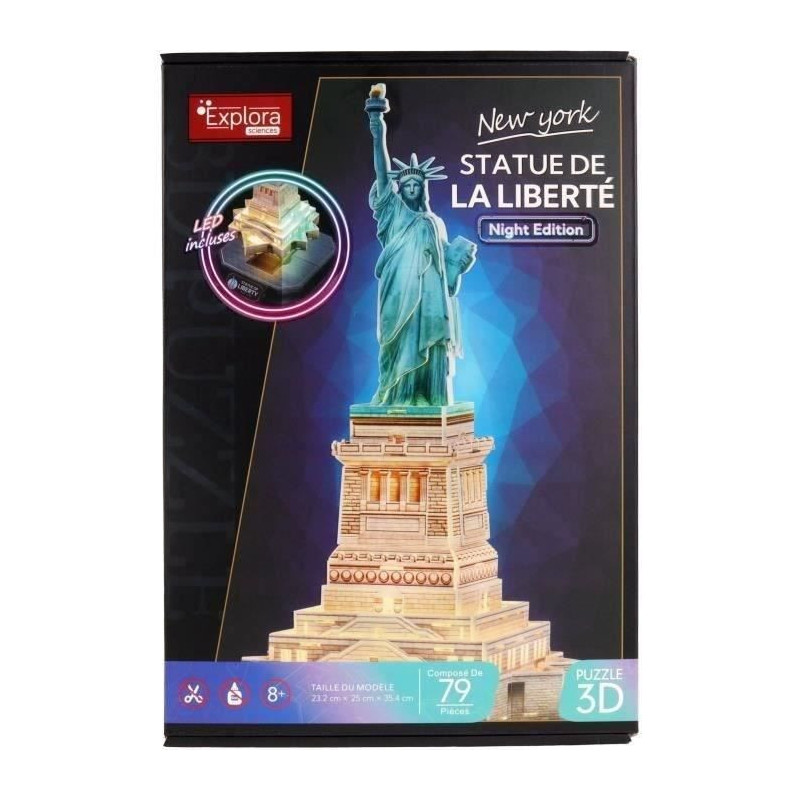 3D Light-Up Puzzle - Statue of Liberty - Building Set - EXPLORA - 79 P