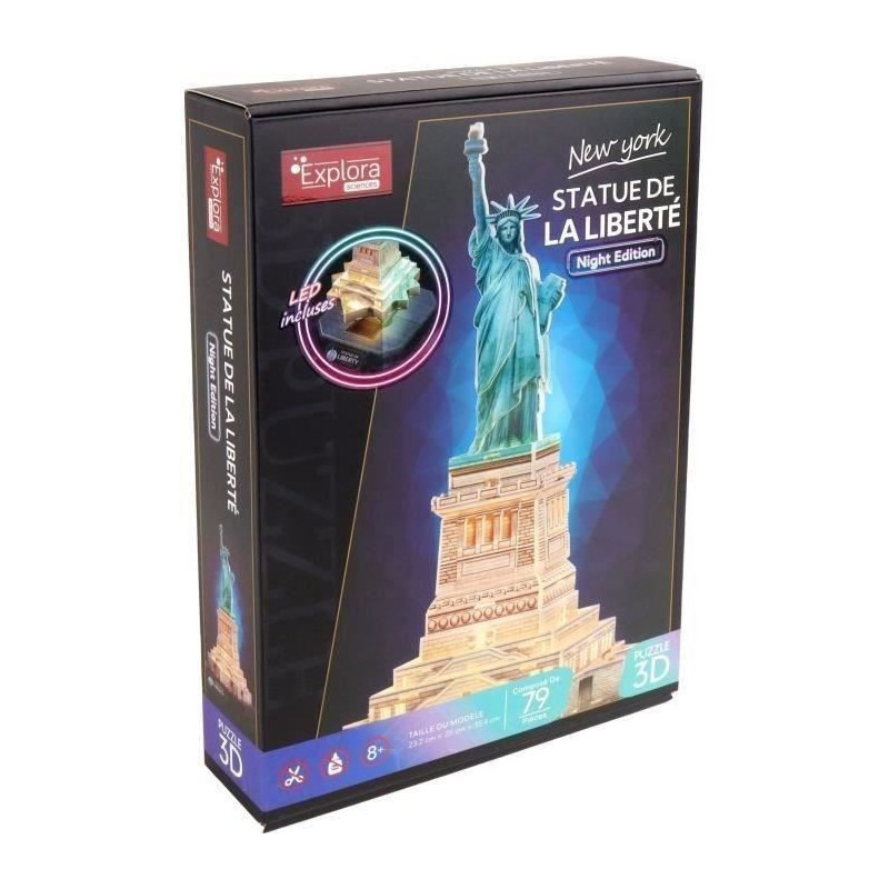 3D Light-Up Puzzle - Statue of Liberty - Building Set - EXPLORA - 79 P