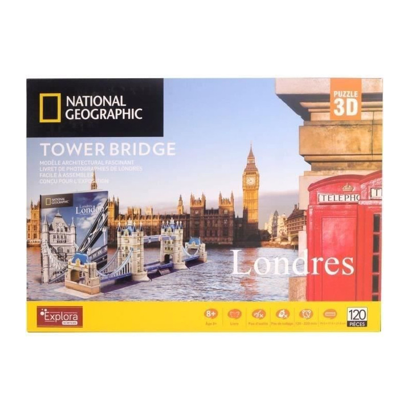 3D Puzzle - Tower Bridge - Construction Game - EXPLORA - 120 pieces -