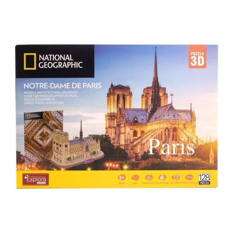3D Puzzle - Notre Dame De Paris - Construction Game - EXPLORA - 128 pi