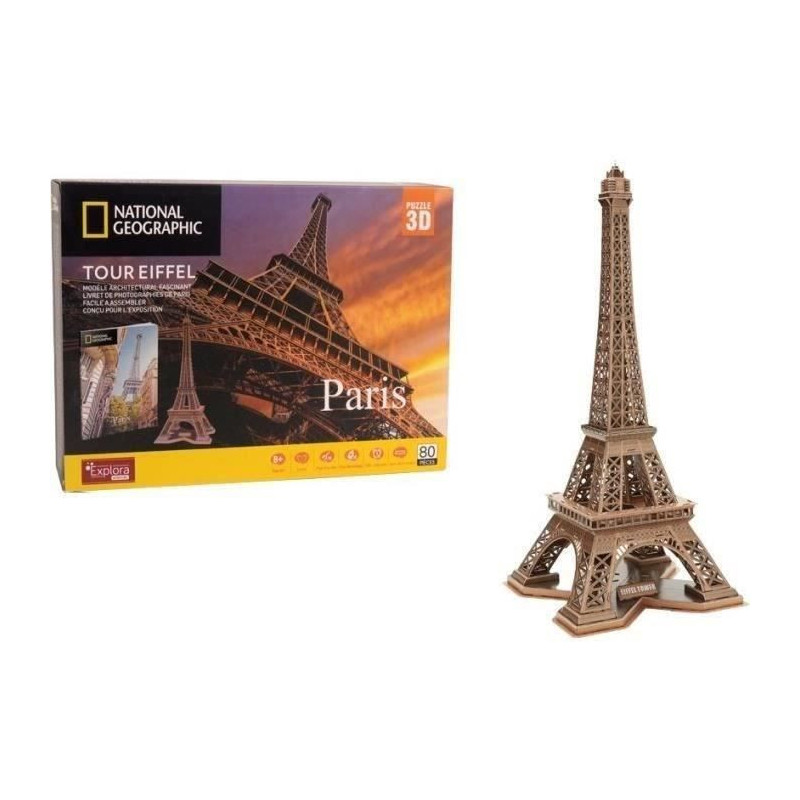 3D Puzzle - Eiffel Tower - Construction Game - EXPLORA - 80 pieces - A