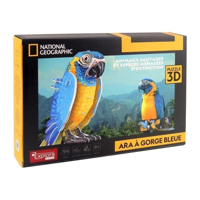 3D Puzzle - Parrot - Construction Game - EXPLORA - Bird - 94 pieces -