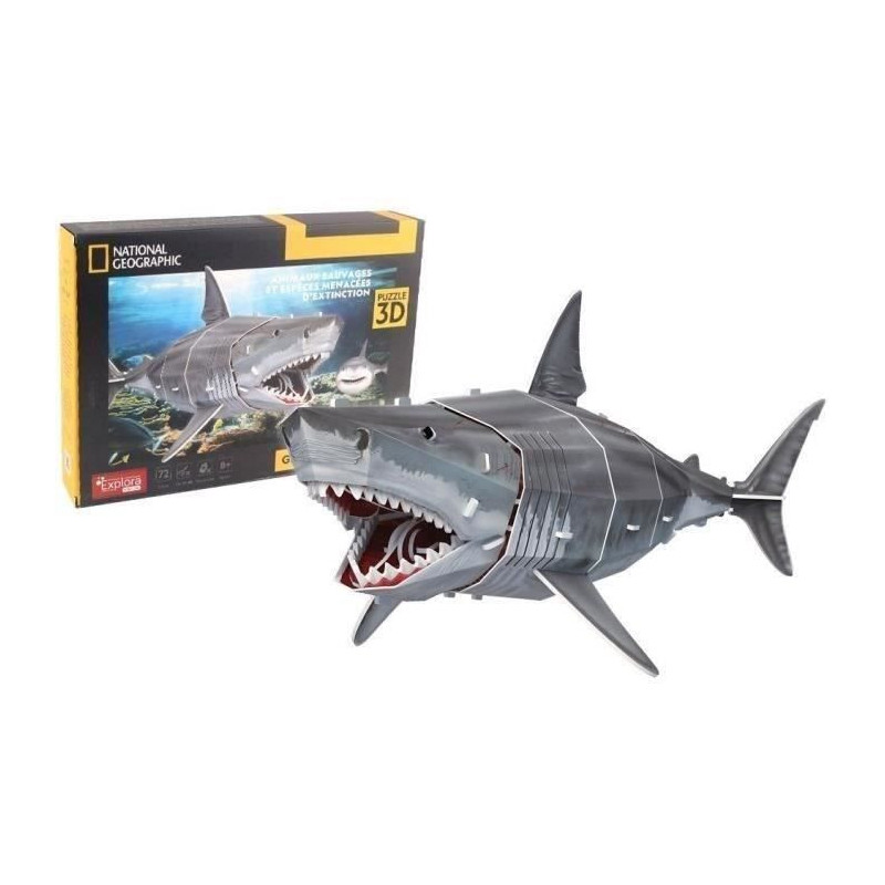 3D Puzzle - Great White Shark - Construction Game - EXPLORA - 72 piece