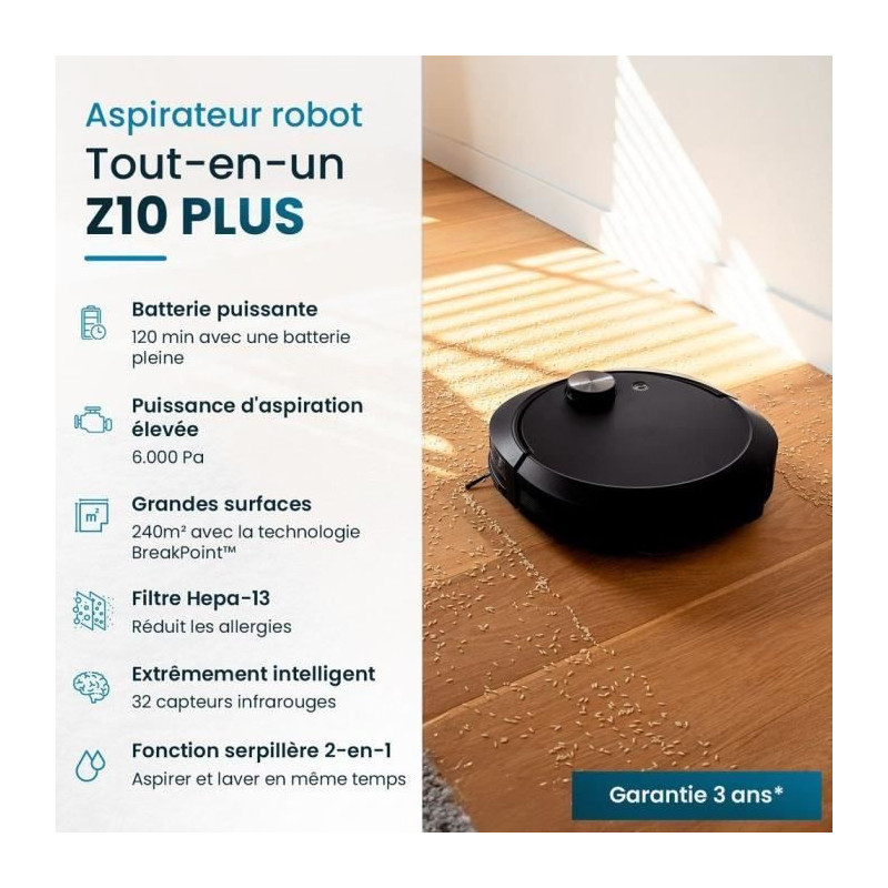 EZICLEAN All-in-one Z10 Plus Connected Robot Vacuum Cleaner with Empty
