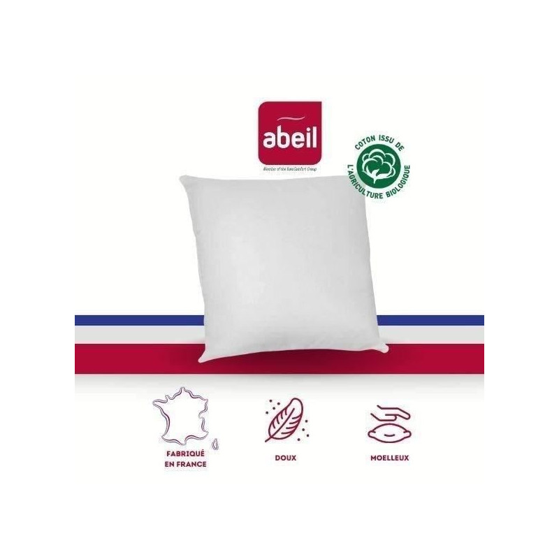 Set of 2 anti-mite pillows - 60 x 60 cm - 100% organic cotton - ABEIL