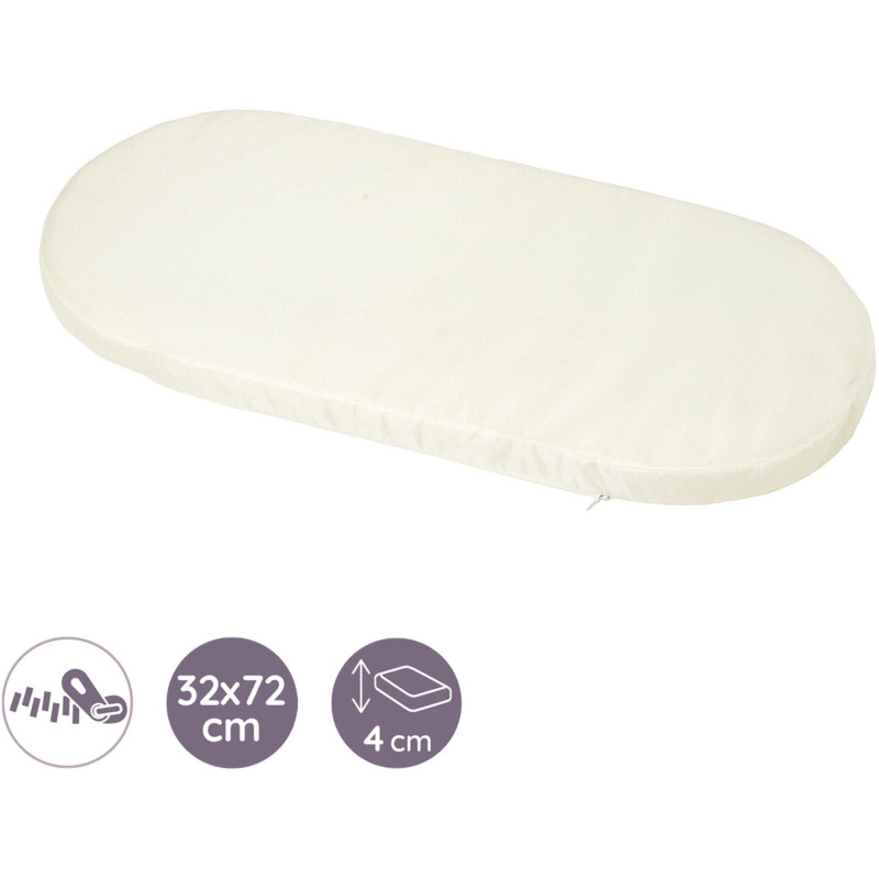 Pram mattress - 72 x 32 cm - Removable cover - Antibacterial - Anti-mo