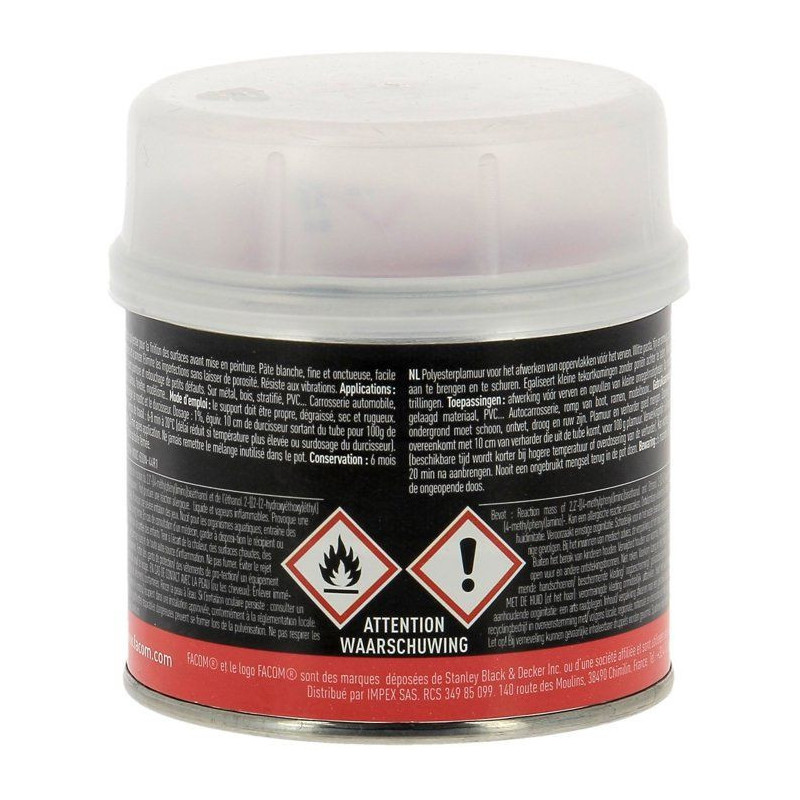 FACOM Polyester putty - Finishing - 250 g