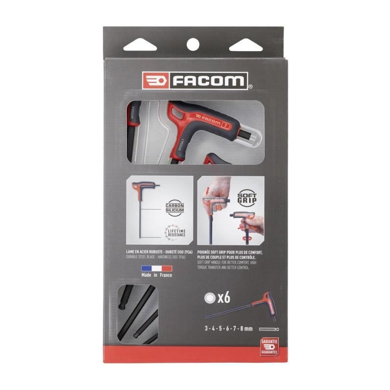 Set of 6 keys - FACOM - 84TZSA.PB - a Handles - T-shaped - 6 sides