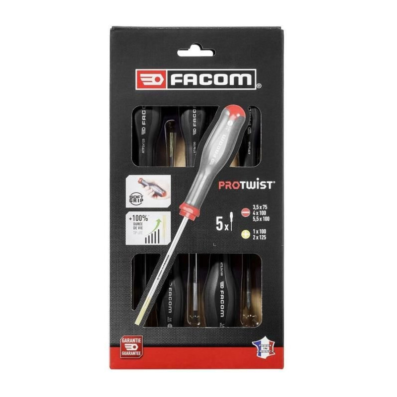 Protwist Tournvist set imprints Slit and Prozidriv Facom - AT.5PB (3 L