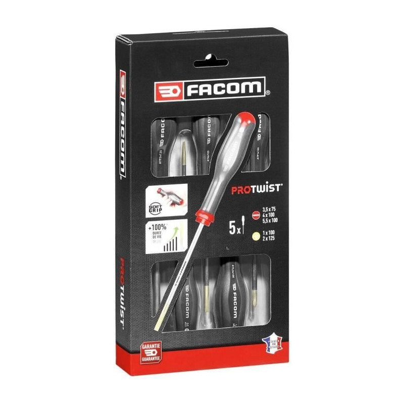 Protwist Tournvist set imprints Slit and Prozidriv Facom - AT.5PB (3 L