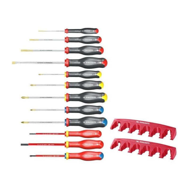 Set of 12 PROTWIST screwdrivers + 2 storage racks - FACOM - AT.J12R1PB