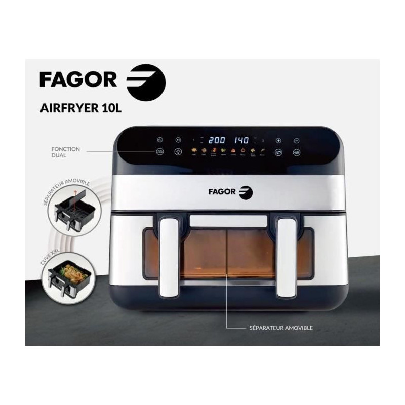 Oil-free fryer - FAGOR - Airfryer FGF10 - 10L - 2400 W - Touch screen