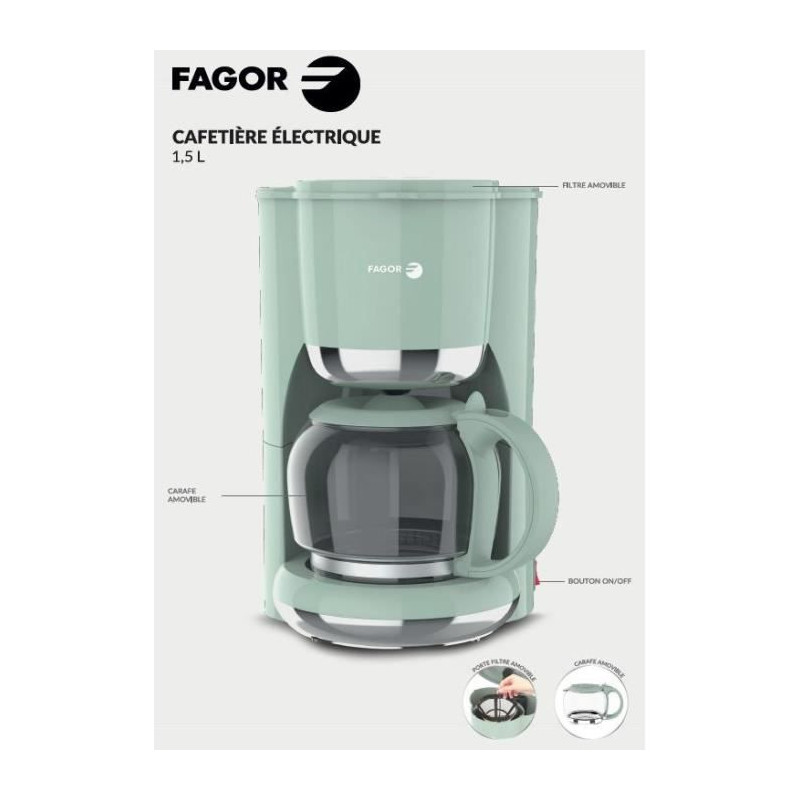 Filter coffee maker - FAGOR - FG1560 - 1.5L - 12 cups - Keep warm