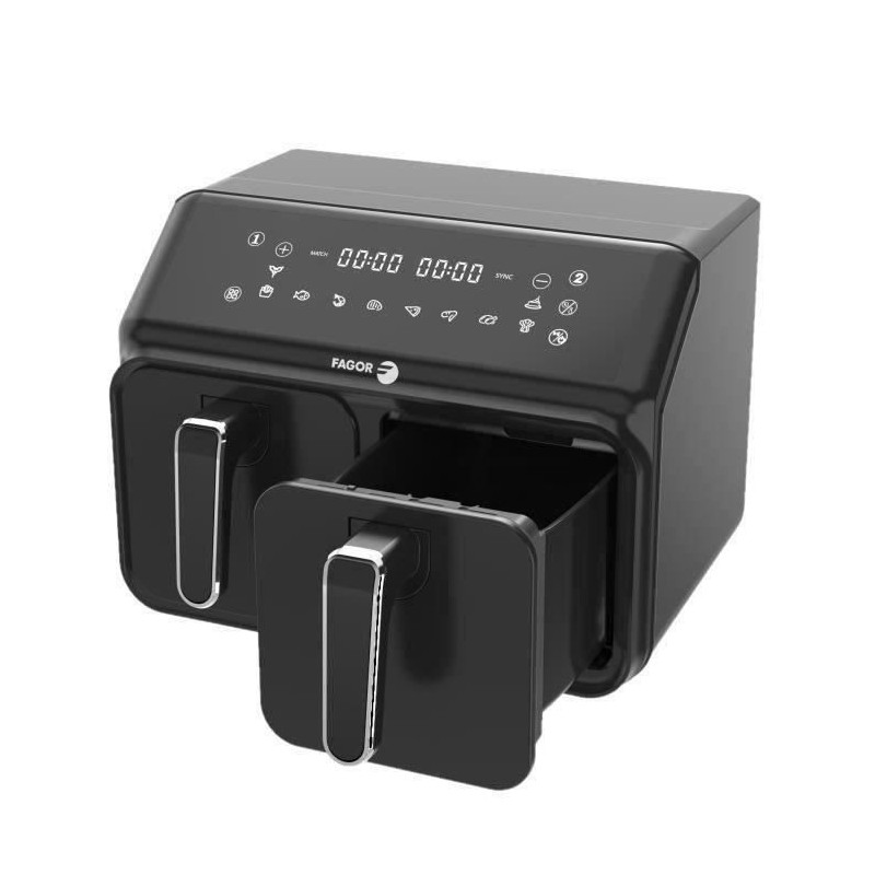 Airfryer 8L - FAGOR - Oil-free fryer 2 4L tanks - 2200W - 8 programs -