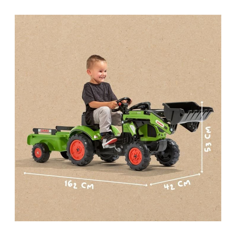 CLAAS Arion 410 backhoe loader with trailer