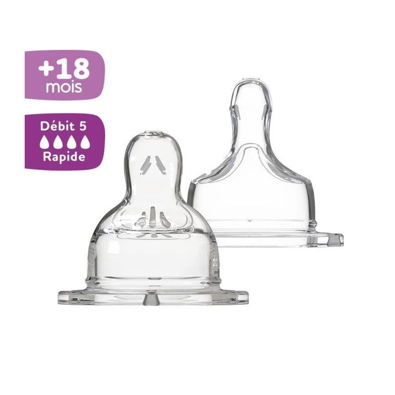 DODIE 2 Teat Sensation + flat wide neck +18 months silicone flow +18 m